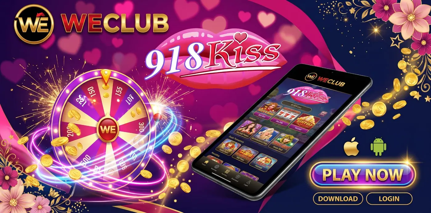 WeClub 918Kiss banner with the 918Kiss app, download and login buttons